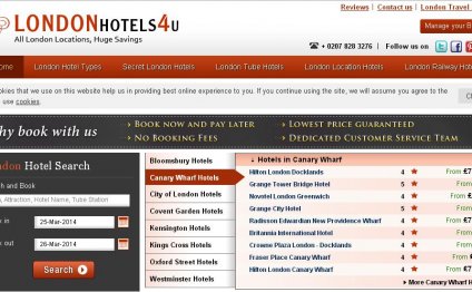 London Hotels 4 U homepage