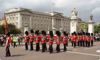 Guards marching from Buckingham Palace