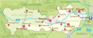 Berkshire map showing towns and surrounding areas Map of Berkshire