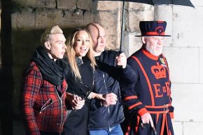 Mariah Carey treats her two children Monroe Cannon and Moroccan Cannon to a late night private tour of The Tower Of London