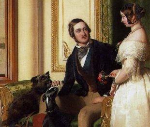 Prince Albert and Queen Victoria (detail), Sir Edwin Landseer, Windsor Castle in Modern Times; Queen Victoria, Prince Albert and Victoria, Princess Royal, 1840-43, oil on canvas, 113.3 x 144.5 cm (The Royal Collection)