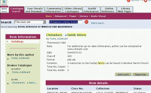 Windsor Library Catalogue