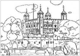 Tower of London colouring page, London colouring pages