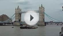 London Tower Bridge open & a boat passing through then